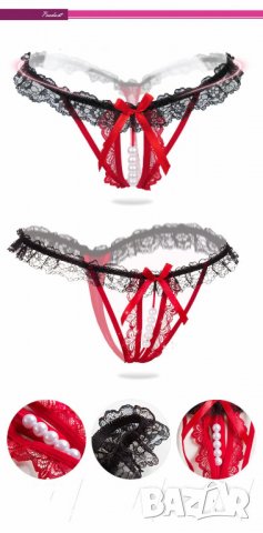 Секси прашки с вагинални топчета в червено и черно - Код: P1369, снимка 2 - Бельо - 33305201