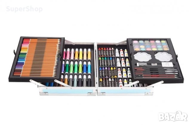 Детски комплект за рисуване в куфар 145 части бои моливи пастели четки, снимка 7 - Ученически пособия, канцеларски материали - 38556463
