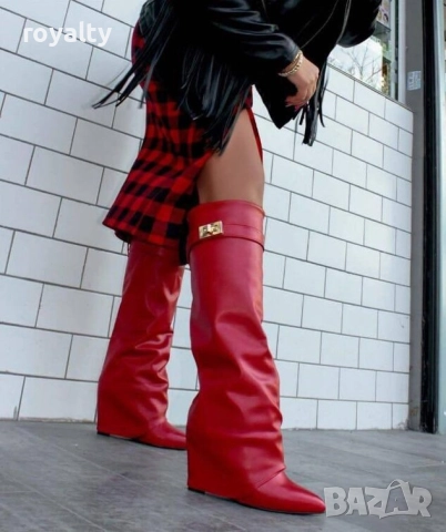 Ботуши на Платформа - Червена Кожа