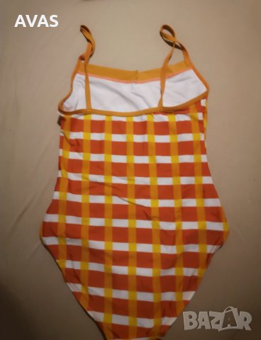 Нов цял бански 38 M номер оранжево и жълто на квадратчета, снимка 2 - Бански костюми - 33510793