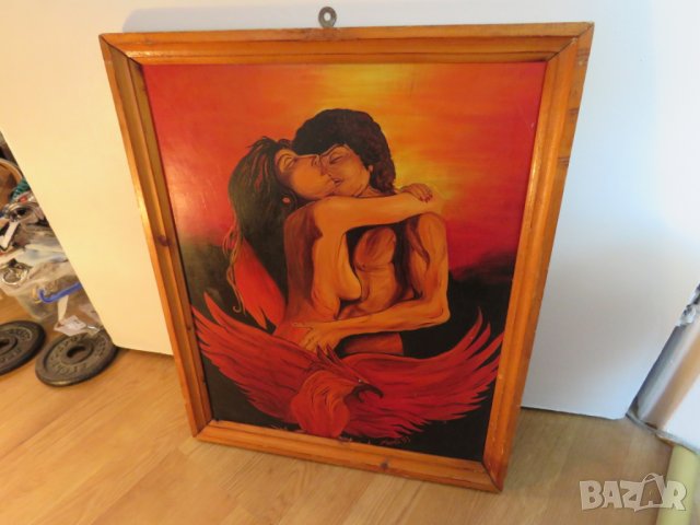 картина, еротика Мъжът и жената в огъня на любовта закриляни от огнения феникс - 18+, снимка 6 - Картини - 26491674