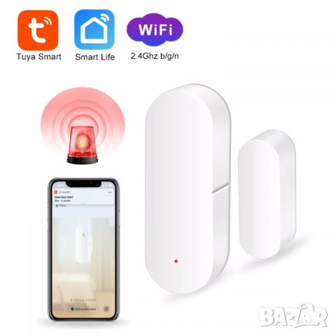 Tuya/Smart Life WiFi сензор за врата/прозорец/шкаф/сейф, снимка 1 - Друга електроника - 37468694