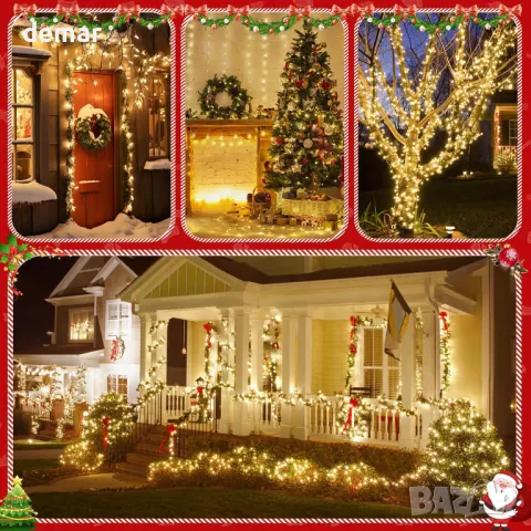 ELKTRY 1000LED 50M Коледни светлини за открито, топло бяло, работи на батерия с таймер, 8 режима, снимка 8 - Лед осветление - 47525558