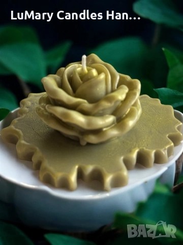 Свещ “ Златна роза”, снимка 6 - Декорация за дома - 53223442