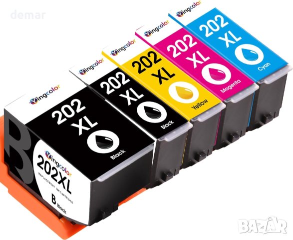YINGCOLOR 202XL Резервни касети с мастило за Epson, 5 броя