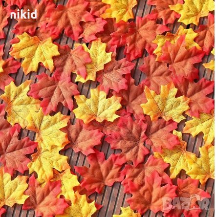 25 бр Изкуствени есенни листа листо за декорация и украса от текстил кленови, снимка 3 - Други - 23209937