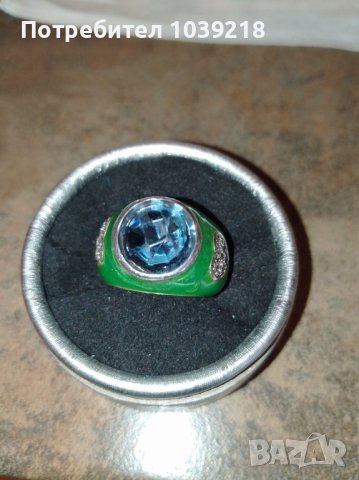 Масивен сребърен пръстен с аквамарин, снимка 4 - Пръстени - 43597275