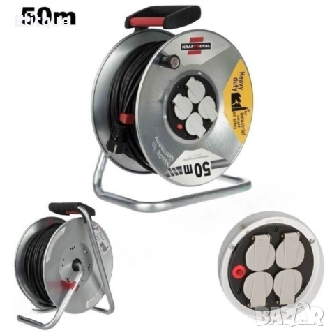 Електрически удължител с макара 50 метра, снимка 4 - Други стоки за дома - 52716380