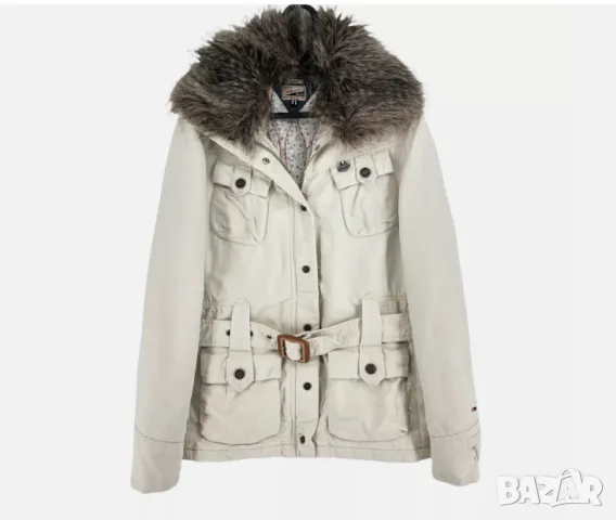 TOMMY HILFIGER Бежово джинсово подплатено яке с  колан, размер S