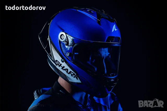 Мото Каска за мотор SHARK AERON GP BLANK SP BLUE Official FIM MotoGP, снимка 3 - Аксесоари и консумативи - 50381590
