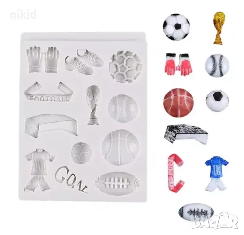 Футбол купа топка медал футболен силиконов молд форма фондан шоколад гипс декор