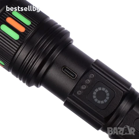 Мощен акумулаторен лазерен LED фенер далекобоен тактически ръчен прожектор водоустойчив USB къмпинг, снимка 6 - Къмпинг осветление - 51178874