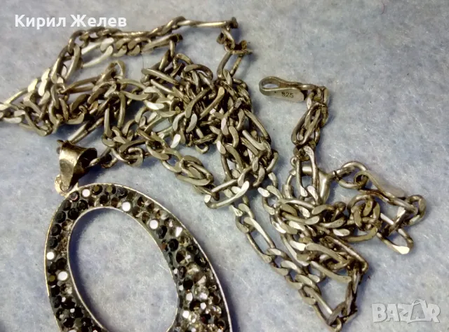 СКЪПОЦЕНЕН СРЕБЪРЕН ПЕНДАНТ СРЕБРО 925 с МАРКАЗИТИ ЦИРКОНИ и СРЕБЪРНА КАРТИЕ ВЕРИЖКА СРЕБРО925 40512, снимка 2 - Колиета, медальони, синджири - 49916660