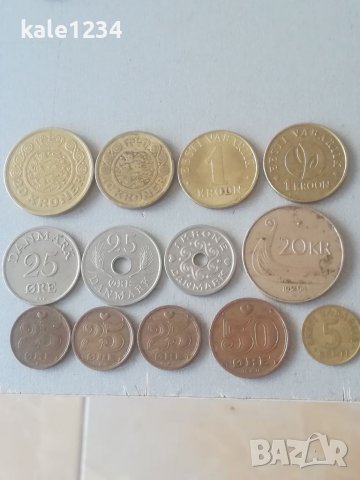 Монети Дания. Норвегия. Естония. Крони. Лот. Колекция. Danmark. Norges. Kroner. Kronor. Монета. 