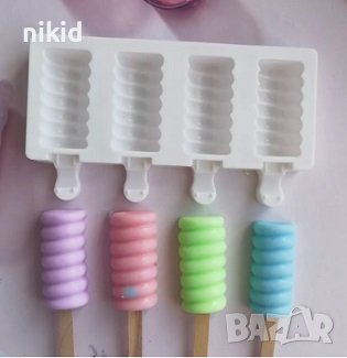 4 малки ескимо маршмелоу сладолед Popsicle Попсикъл молд силиконова форма калъп за направа десерти, снимка 2 - Форми - 36352284