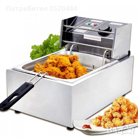 Професионален електрически фритюрник 5,5л. Изцяло от неръждаеме стомана! ХИТ Цена 110лв/56,24€, снимка 2 - Обзавеждане на кухня - 35456416