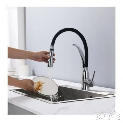 Смесител за вода, вертикален с покритие от хром. Черен, снимка 5 - Смесители - 48541483