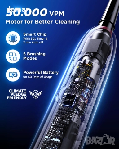 Въртяща се електрическа четка за зъби, 8 глави, 3 интензитета, 5 режима, черна, снимка 9 - Други - 52440890