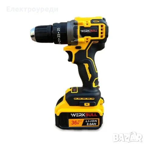 Немски Акумулаторни Безчеткови Импакт и Винтоверт 36V 8AH в куфар WerkBull, снимка 3 - Винтоверти - 47627259