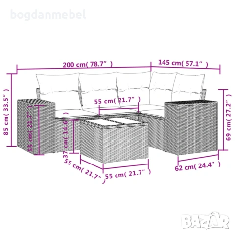Sonata H Градински комплект с възглавници, 5 части, снимка 5 - Градински мебели, декорация  - 53172208