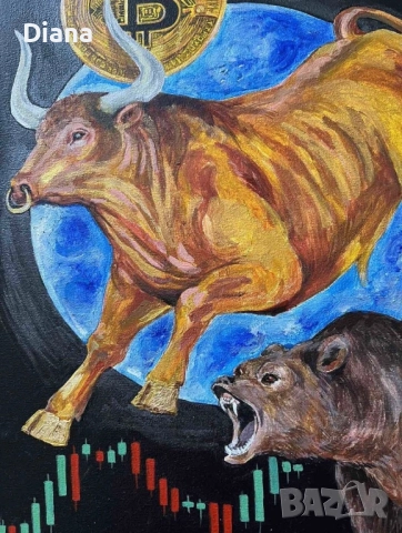 Авторска картина Bitcoin Crypto world , снимка 4 - Картини - 51887722