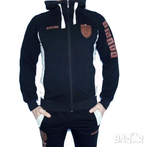 Мъжки спортен екип BRANDO, черен, памук и ликра, с качулка, снимка 2 - Спортни дрехи, екипи - 43112503