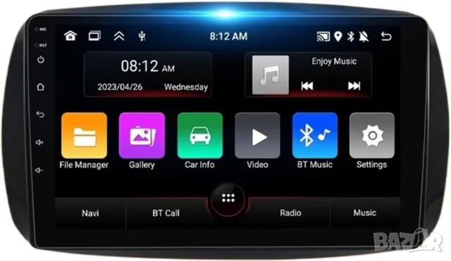 Мултимедия, за Mercedes Benz Smart Forfour Fortwo, 2015-2019, Навигация, с Android, плеър, двоен дин