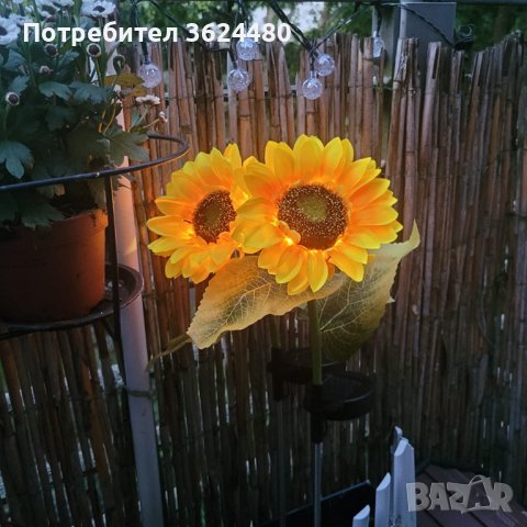 Слънчоглед градинска соларна лампа, снимка 3 - Настолни лампи - 42939283