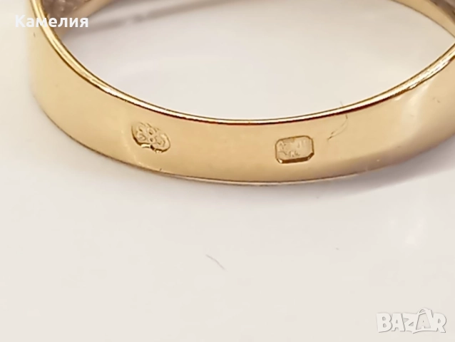 Златен пръстен с брилианти. , снимка 14 - Пръстени - 52776319