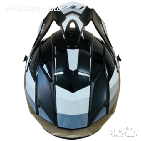 Кросова каска Automat, За мотор, Атв, Вело, S и M размер, Черен-бял и сив, снимка 3 - Аксесоари и консумативи - 53444481