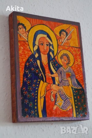Коптска Богородица с Младенеца, снимка 3 - Икони - 27460261