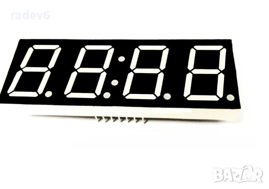 7-сегментен LED индикатор 0.8", цвят червен, 4 цифри, общ анод, часовник