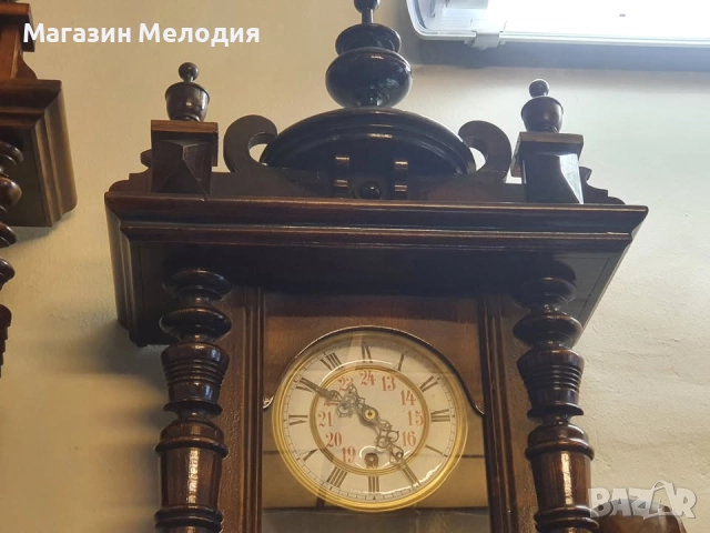 Стенен часовник. Франция 1900г. Много рядък, не е серийно производство. Цветен порцеланов циферблат., снимка 7 - Антикварни и старинни предмети - 51766079