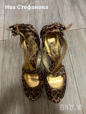 Уникални нови секси леопардови официални сандали на висок ток 40.5 номер , снимка 2 - Сандали - 36969249