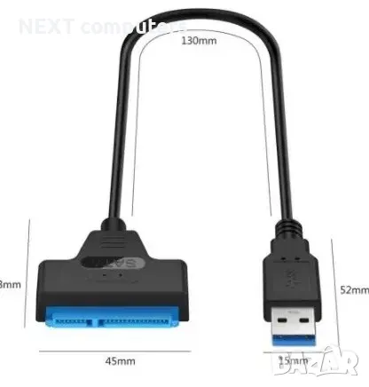 USB 3.0 Кабел за връзка към твърд диск 2.5" SATA HDD / SSD + Гаранция, снимка 4 - Кабели и адаптери - 47903002