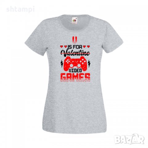 Дамска тениска Свети Валентин V Is For Valentine Video Games, снимка 3 - Тениски - 35648805
