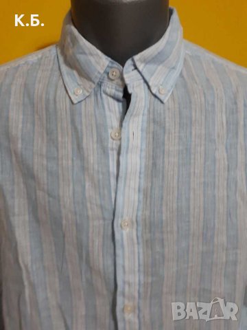Мъжка риза 55% лен р-р M, снимка 2 - Ризи - 35379787