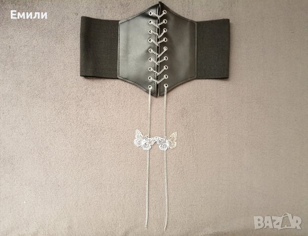 Корсет колан от еко кожа с верижка и пеперуди, снимка 6 - Колани - 37291720