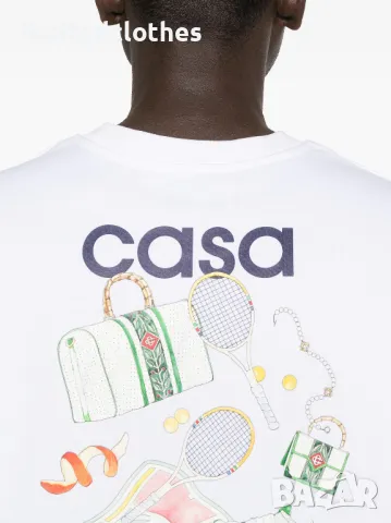 CASABLANCA White Tennis Equipement Sportif Logo Print Мъжка Тениска size XL (L), снимка 7 - Тениски - 47273738