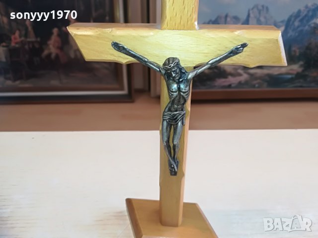 ДЪРВЕН КРЪСТ С ХРИСТОС-МЕД/МЕСИНГ, снимка 4 - Колекции - 28344334