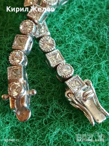 Сребърна гривна тип Тенис гривна с инкрустирани диаманти вълшебна много красива 52519, снимка 3 - Гривни - 53015914