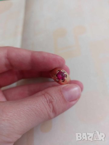 Руски златен пръстен с рубин, снимка 5 - Пръстени - 43453543