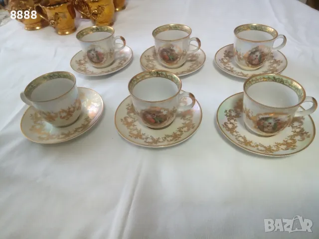 Седефени порцеланови чаши за кафе, снимка 6 - Антикварни и старинни предмети - 47624454