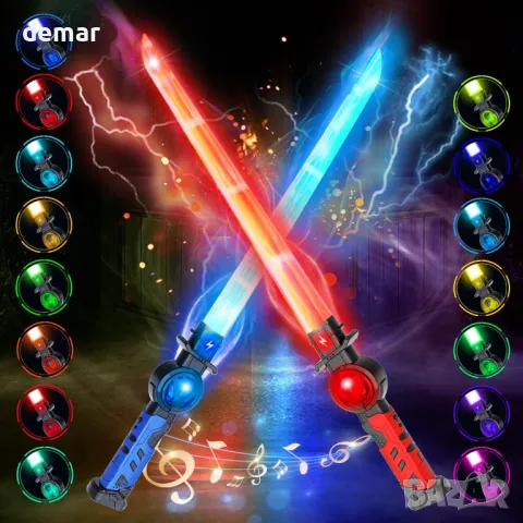 VATOS акумулаторен светлинен меч от 2 части, 15 RGB и звукови ефекти, снимка 1