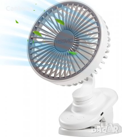 YISSVIC настолен вентилатор с клипс, 4000 mAh (макс. 36 часа),въртене на 360°,автоматична осцилация