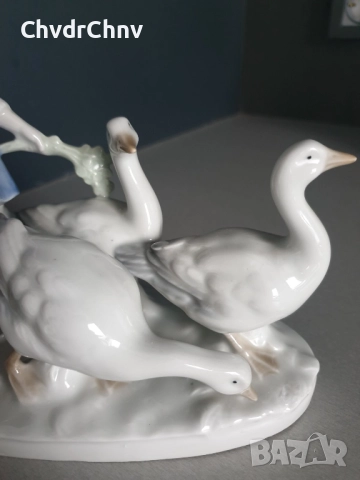 GDR статуетки 19-22см/ГДР Графентал стара немска порцеланова фигура-композиция/момиче с гъски-патки, снимка 10 - Статуетки - 52495990