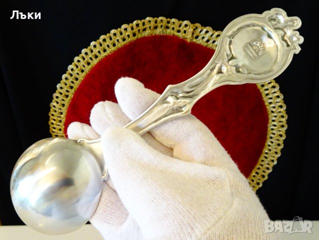 Калаена лъжица с картина Пред портата има липа,калаена сватба. , снимка 6 - Антикварни и старинни предмети - 44117039