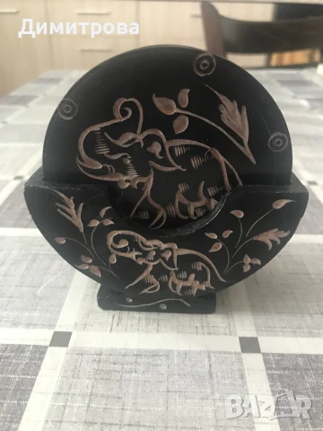 Гранитни гравирани подложки за чаши - комплект