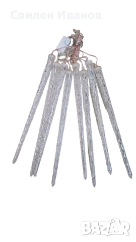 Коледна светеща украса тип падащ сняг / Светеща висулка  42cm / Бяла светлина / 8бр висулки, снимка 3 - Други - 51390190