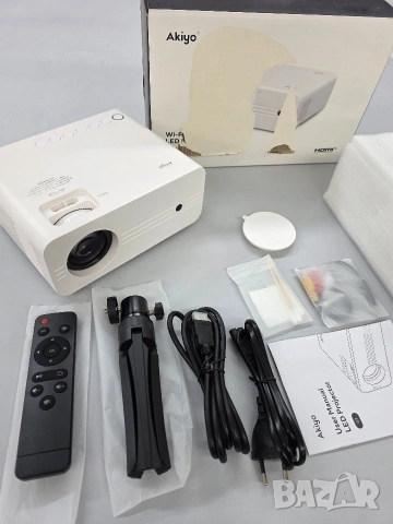 4K Мултимедиен Проектор AKIYO O7, Native 1080P, WiFi 6, Bluetooth 5.2 + Статив, снимка 12 - Плейъри, домашно кино, прожектори - 53314333